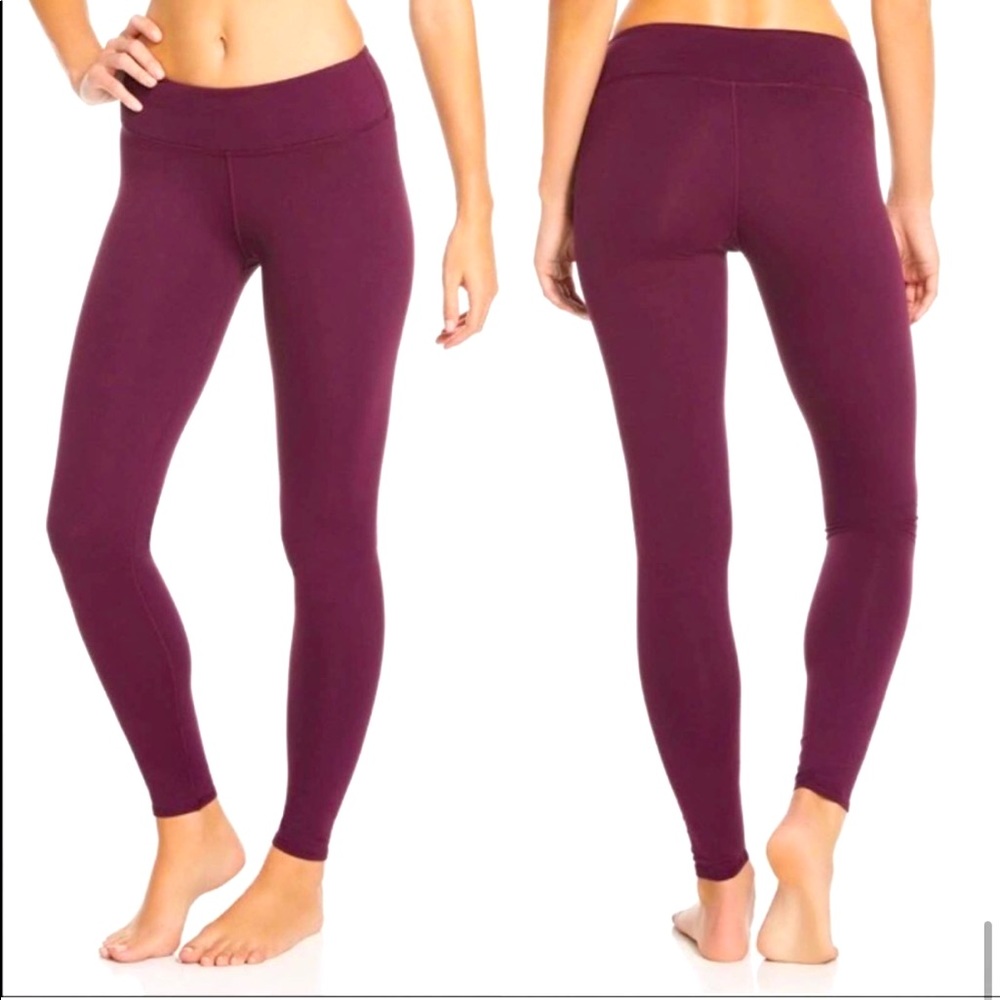 Fabletics Plum Mid-Rise Powerhold Full Leg Leggings